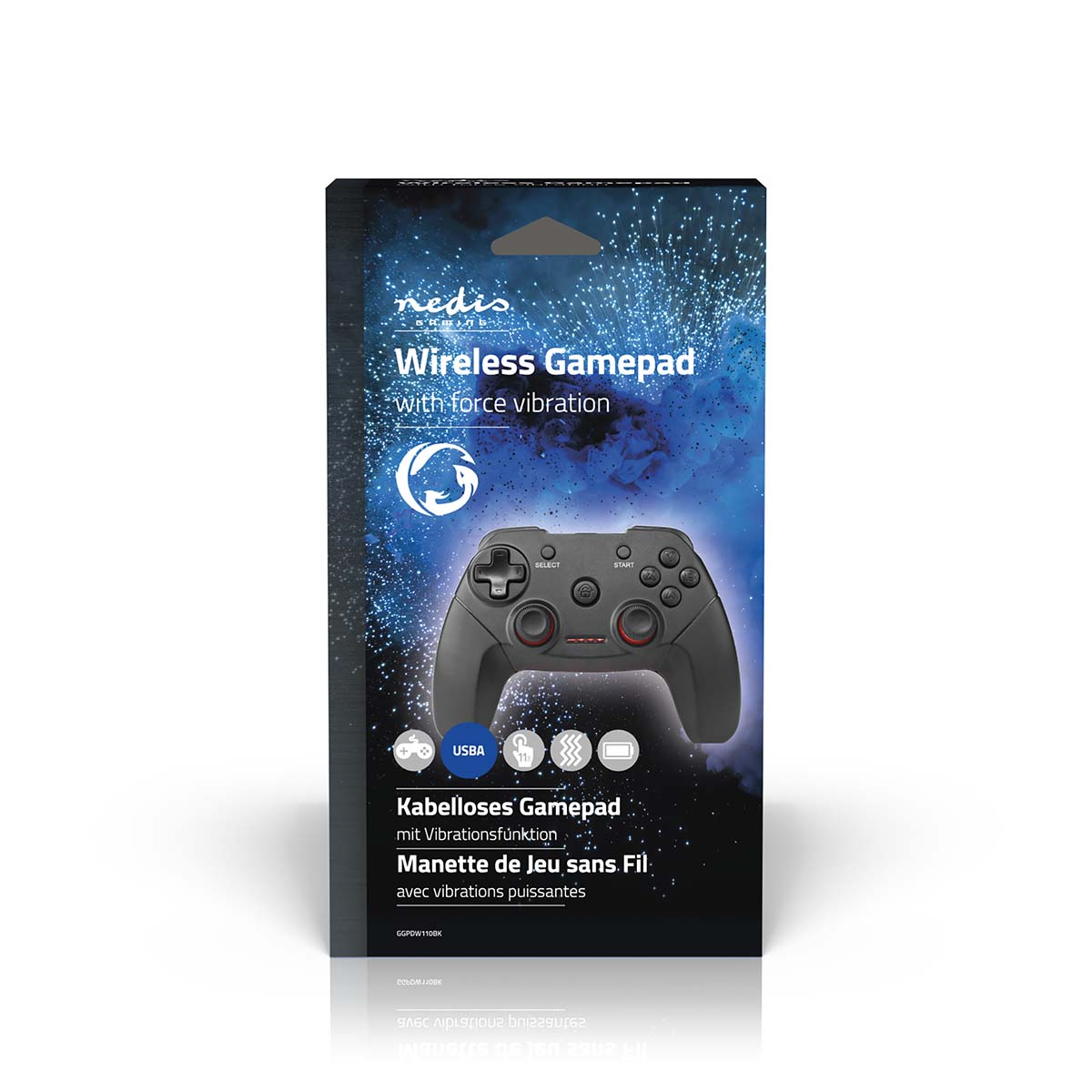 Gamepad | Wireless | Batteriebetrieben | PC | Anzahl Knöpfe: 11 | Kabellänge: 1.00 m | Schwarz