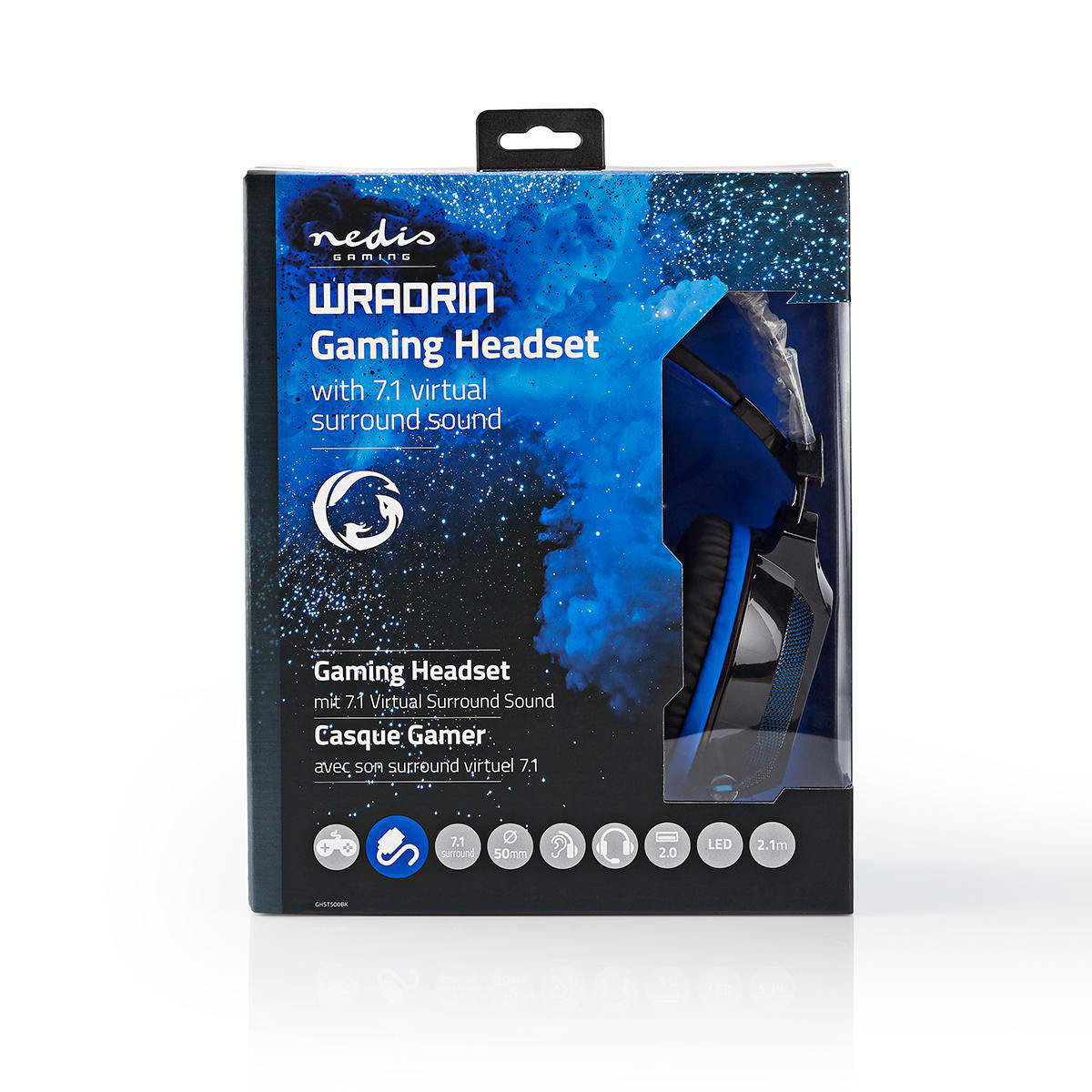 Gaming Headset | Über Ohr | Surround | USB Type-A | Biegbar & einziehbare Mikrofon | 2.10 m | Normale Beleuchtung