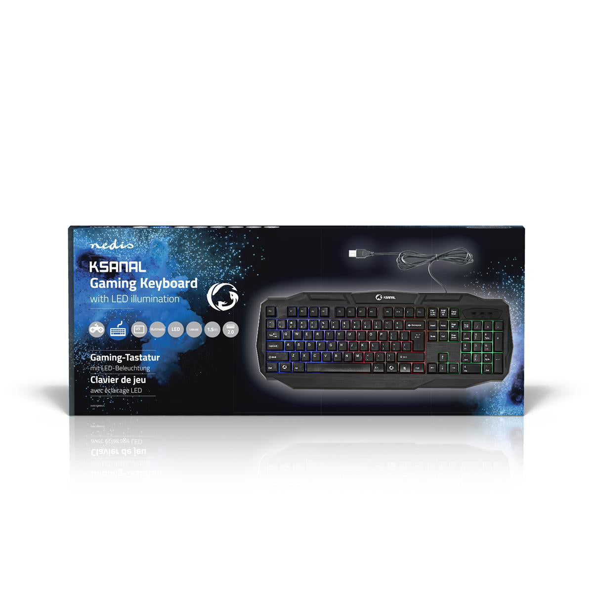 Wired Gaming Keyboard | USB 2.0 | Folientasten | LED | US international | US-Layout | Stromversorgung über USB | Netzkabellänge: 1.50 m | Gaming