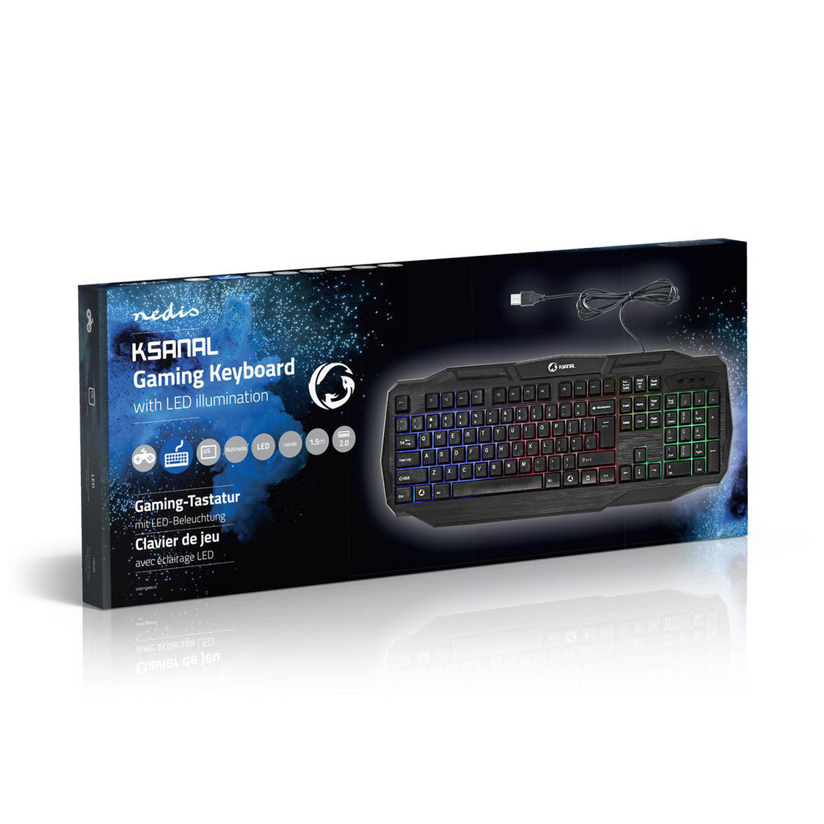 Wired Gaming Keyboard | USB 2.0 | Folientasten | LED | US international | US-Layout | Stromversorgung über USB | Netzkabellänge: 1.50 m | Gaming