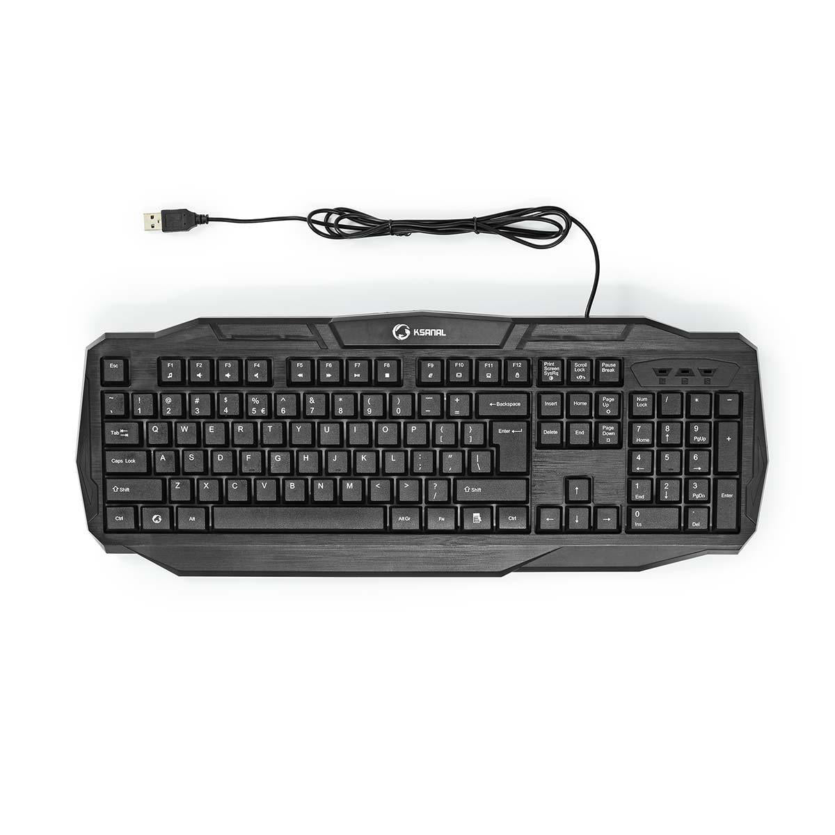 Wired Gaming Keyboard | USB 2.0 | Folientasten | LED | US international | US-Layout | Stromversorgung über USB | Netzkabellänge: 1.50 m | Gaming