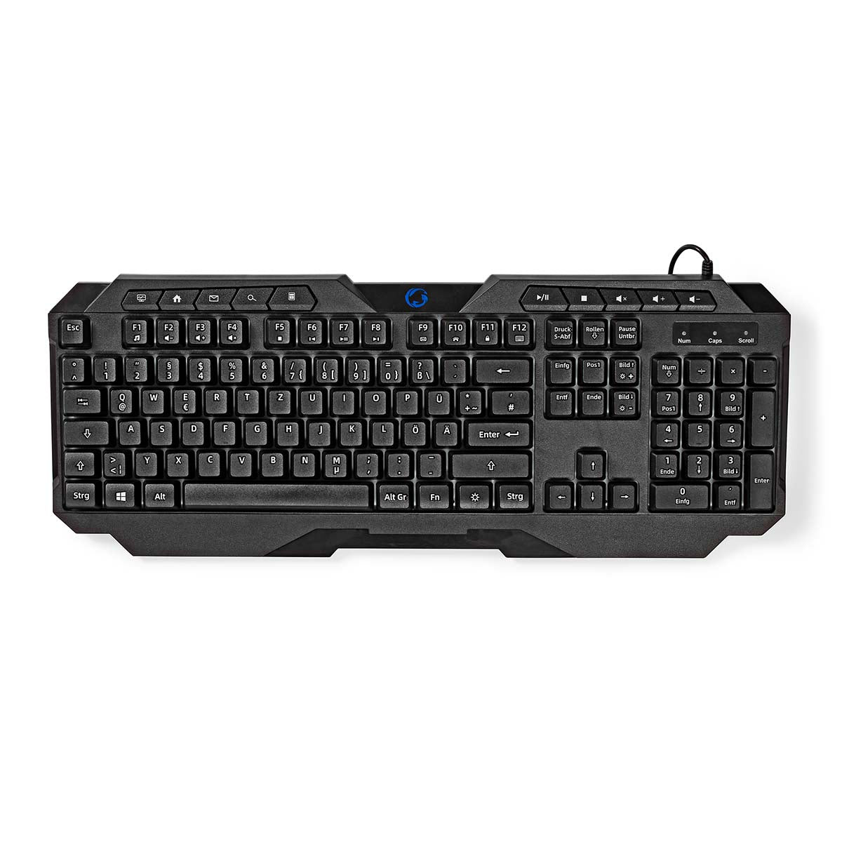 Wired Gaming Keyboard | USB Type-A | Folientasten | LED | QWERTZ | DE-Layout | Stromversorgung über USB | Netzkabellänge: 1.30 m | Multimedia