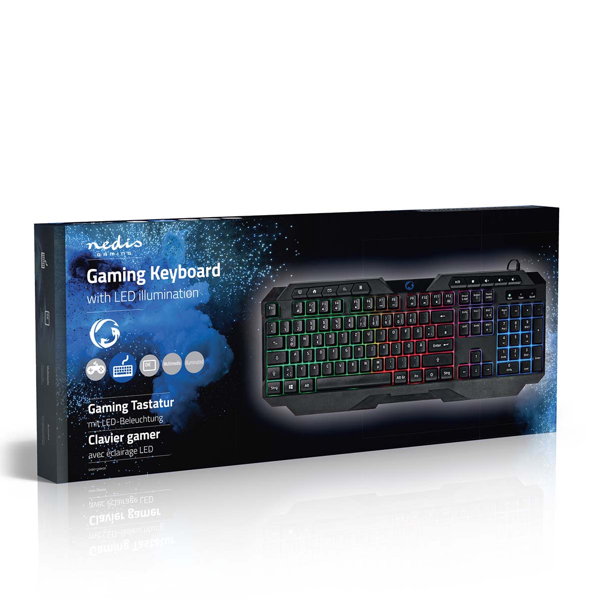 Wired Gaming Keyboard | USB Type-A | Folientasten | LED | QWERTZ | DE-Layout | Stromversorgung über USB | Netzkabellänge: 1.30 m | Multimedia