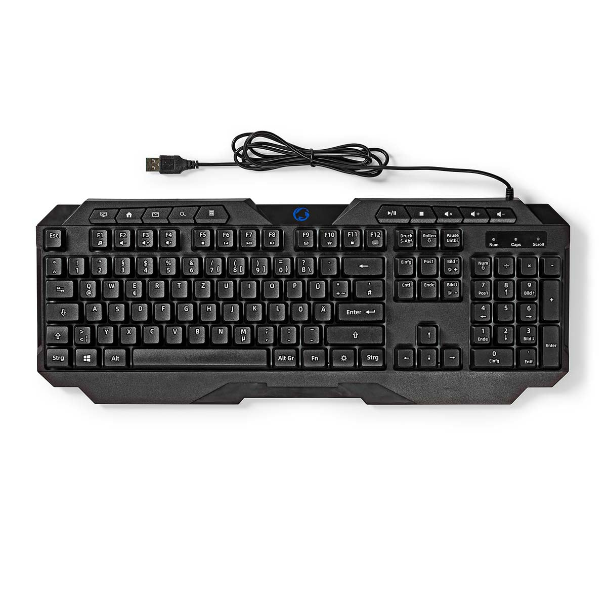 Wired Gaming Keyboard | USB Type-A | Folientasten | LED | QWERTZ | DE-Layout | Stromversorgung über USB | Netzkabellänge: 1.30 m | Multimedia