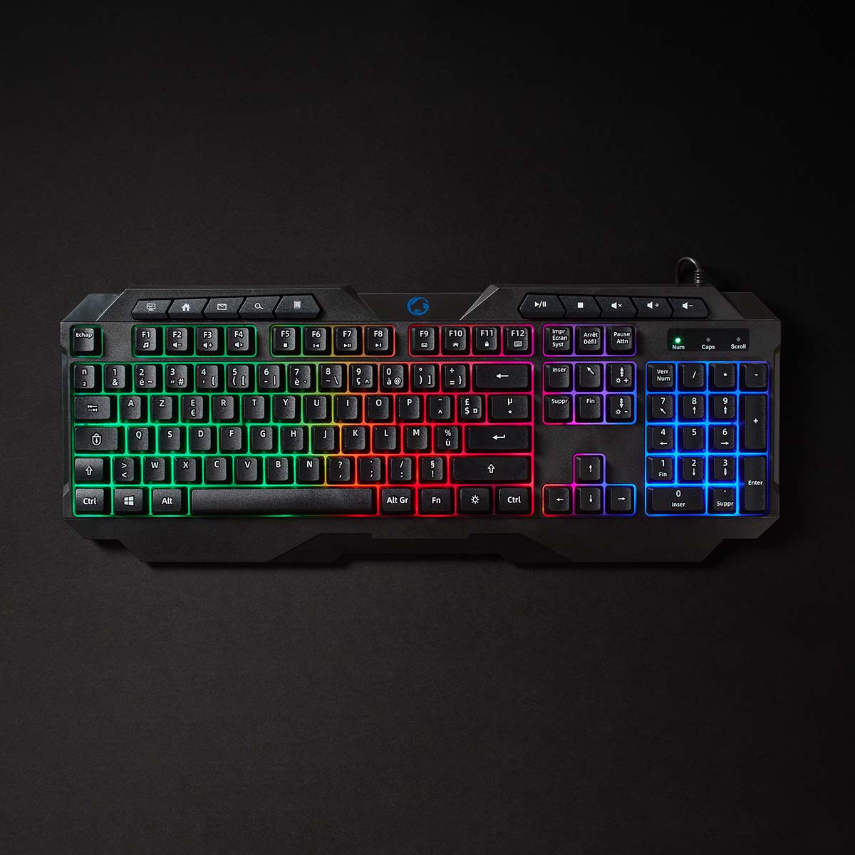 Wired Gaming Keyboard | USB Type-A | Folientasten | LED | AZERTY | FR-Layout | Stromversorgung über USB | Netzkabellänge: 1.30 m | Multimedia