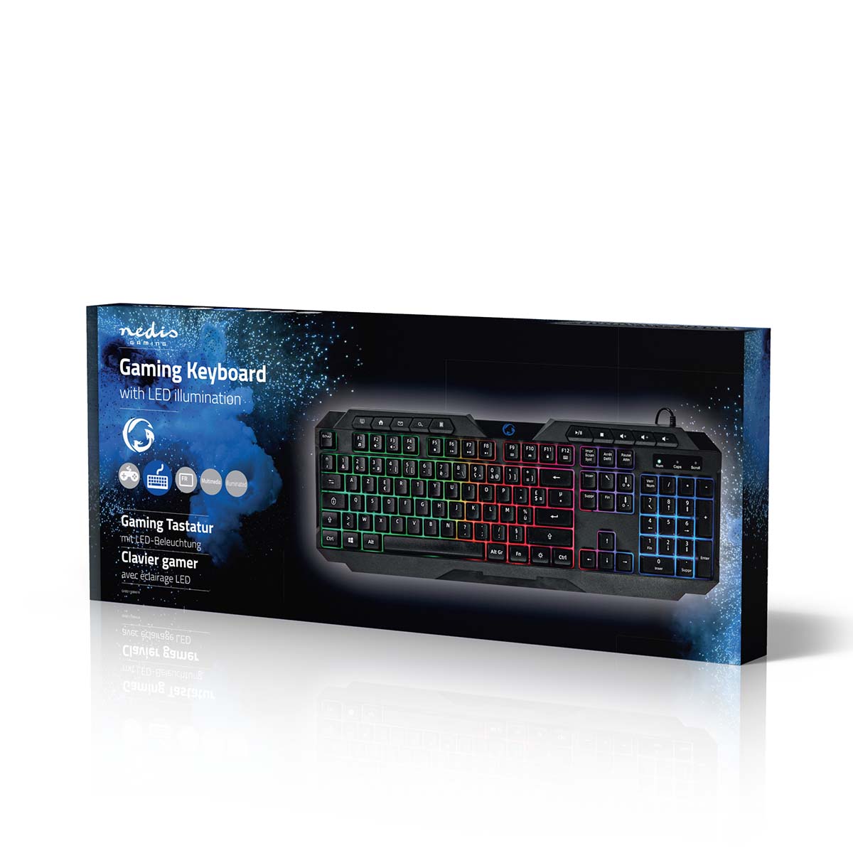 Wired Gaming Keyboard | USB Type-A | Folientasten | LED | AZERTY | FR-Layout | Stromversorgung über USB | Netzkabellänge: 1.30 m | Multimedia