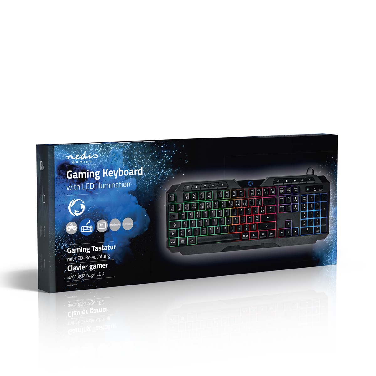 Wired Gaming Keyboard | USB Type-A | Folientasten | LED | AZERTY | FR-Layout | Stromversorgung über USB | Netzkabellänge: 1.30 m | Multimedia