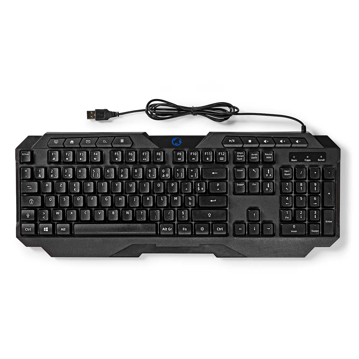 Wired Gaming Keyboard | USB Type-A | Folientasten | LED | AZERTY | FR-Layout | Stromversorgung über USB | Netzkabellänge: 1.30 m | Multimedia