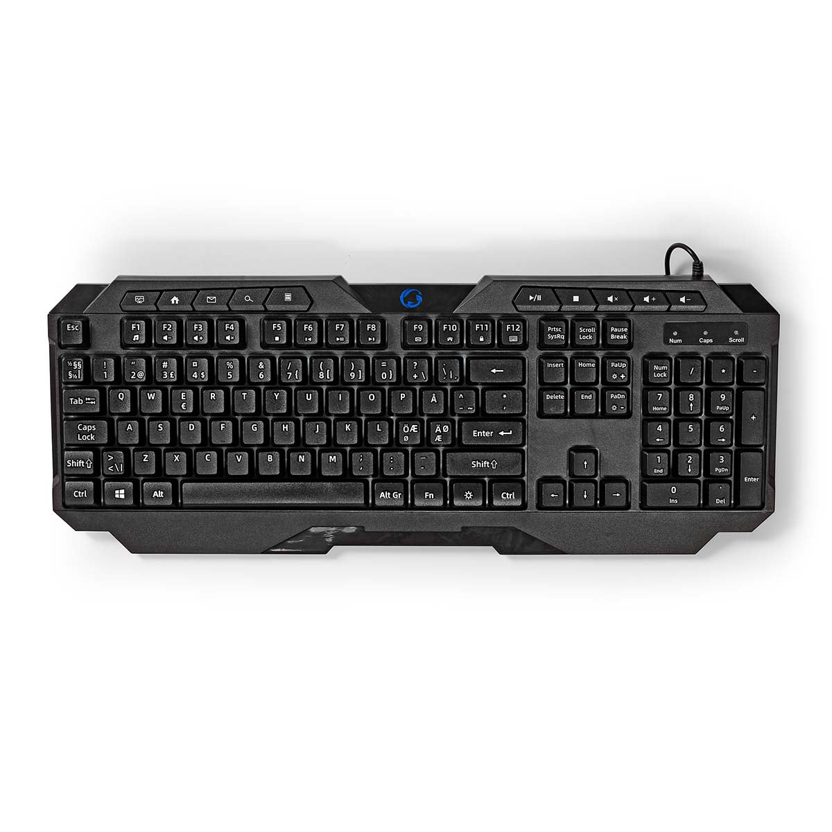 Wired Gaming Keyboard | USB Type-A | Folientasten | LED | QWERTY | ND-Layout | Stromversorgung über USB | Netzkabellänge: 1.30 m | Multimedia