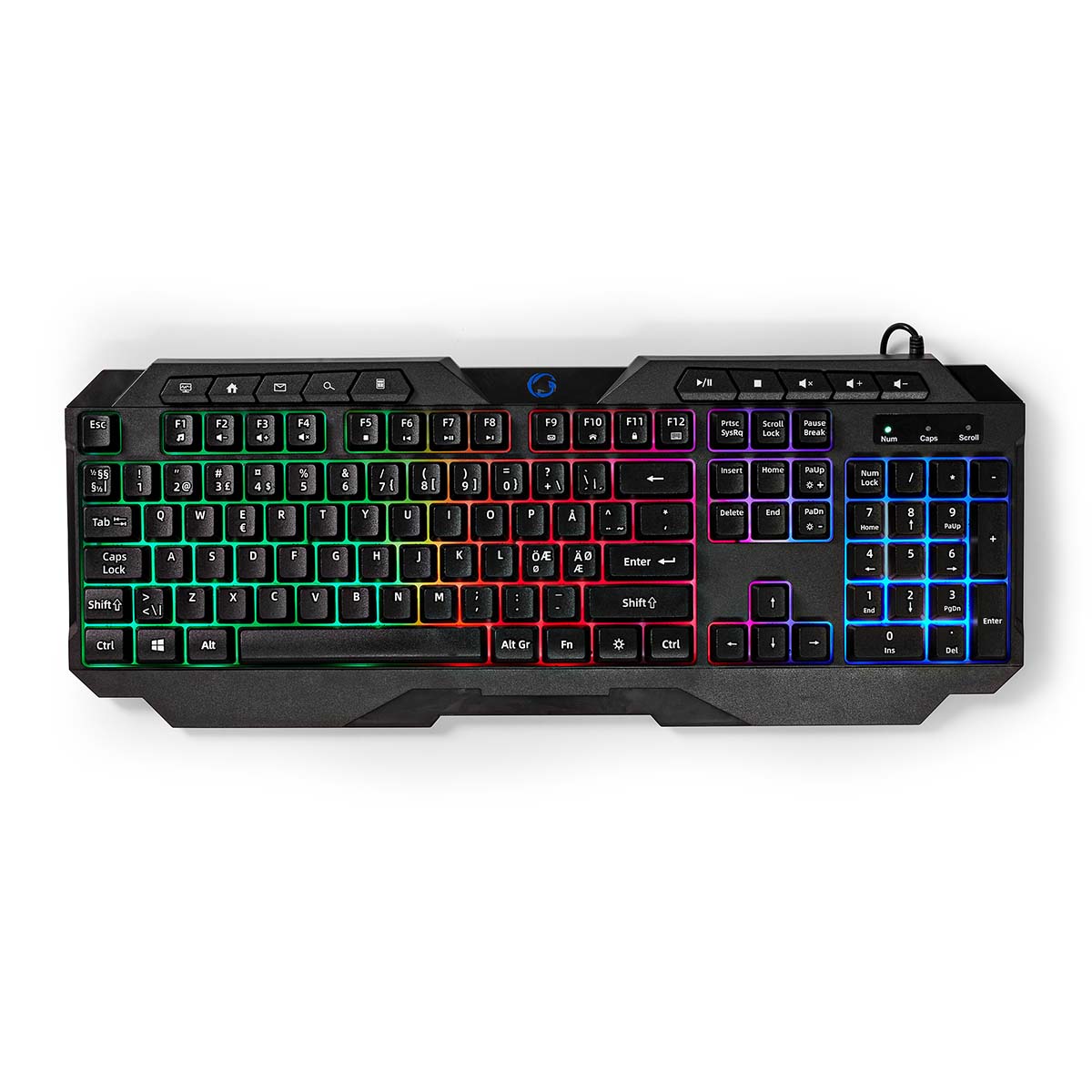 Wired Gaming Keyboard | USB Type-A | Folientasten | LED | QWERTY | ND-Layout | Stromversorgung über USB | Netzkabellänge: 1.30 m | Multimedia