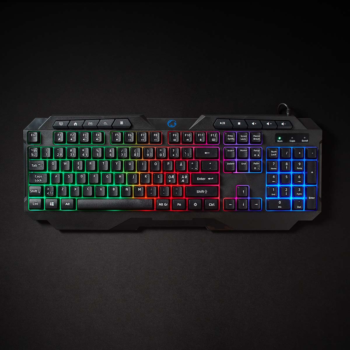 Wired Gaming Keyboard | USB Type-A | Folientasten | LED | QWERTY | ND-Layout | Stromversorgung über USB | Netzkabellänge: 1.30 m | Multimedia