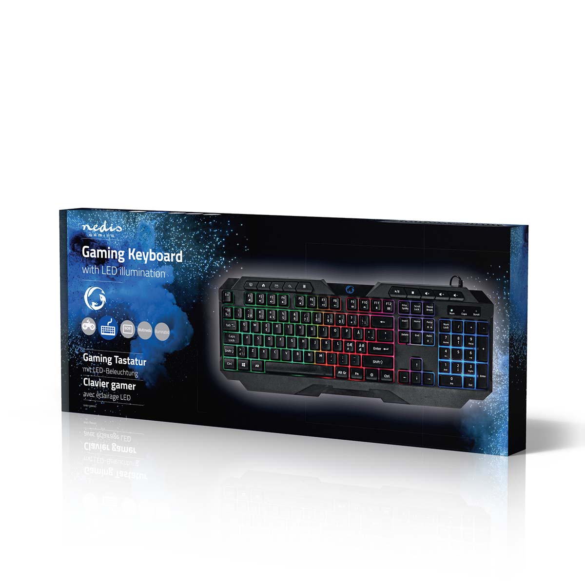 Wired Gaming Keyboard | USB Type-A | Folientasten | LED | QWERTY | ND-Layout | Stromversorgung über USB | Netzkabellänge: 1.30 m | Multimedia