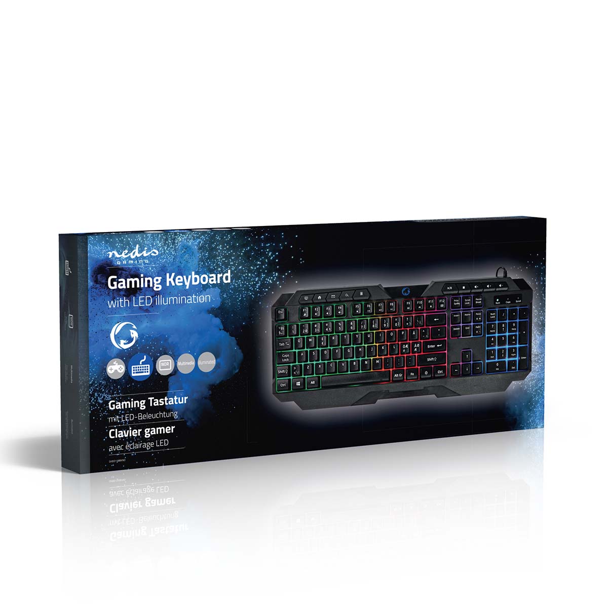 Wired Gaming Keyboard | USB Type-A | Folientasten | LED | QWERTY | ND-Layout | Stromversorgung über USB | Netzkabellänge: 1.30 m | Multimedia