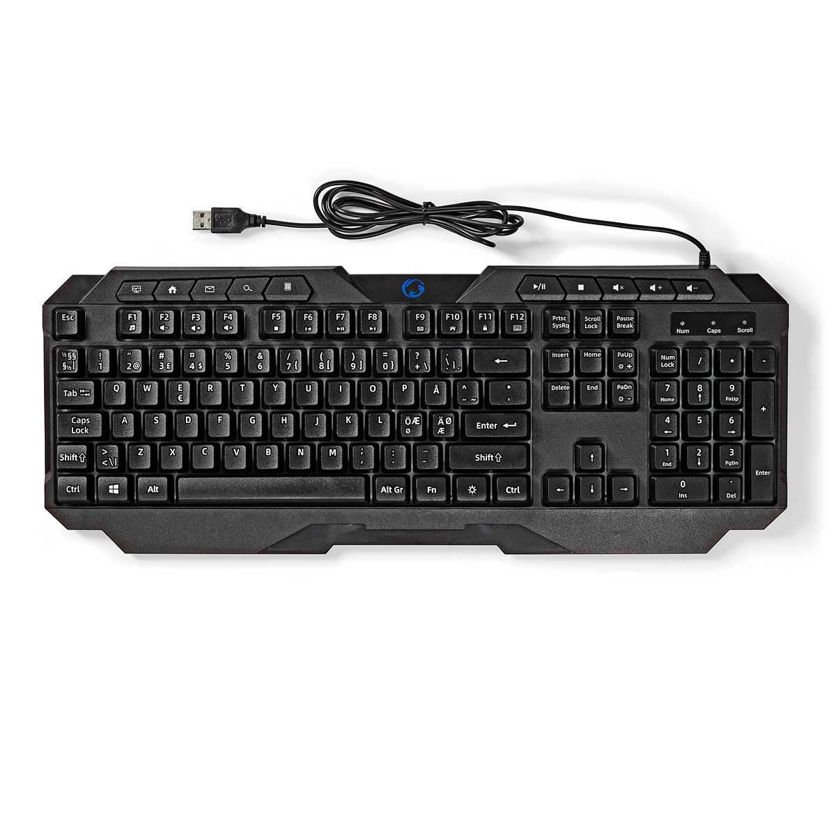 Wired Gaming Keyboard | USB Type-A | Folientasten | LED | QWERTY | ND-Layout | Stromversorgung über USB | Netzkabellänge: 1.30 m | Multimedia