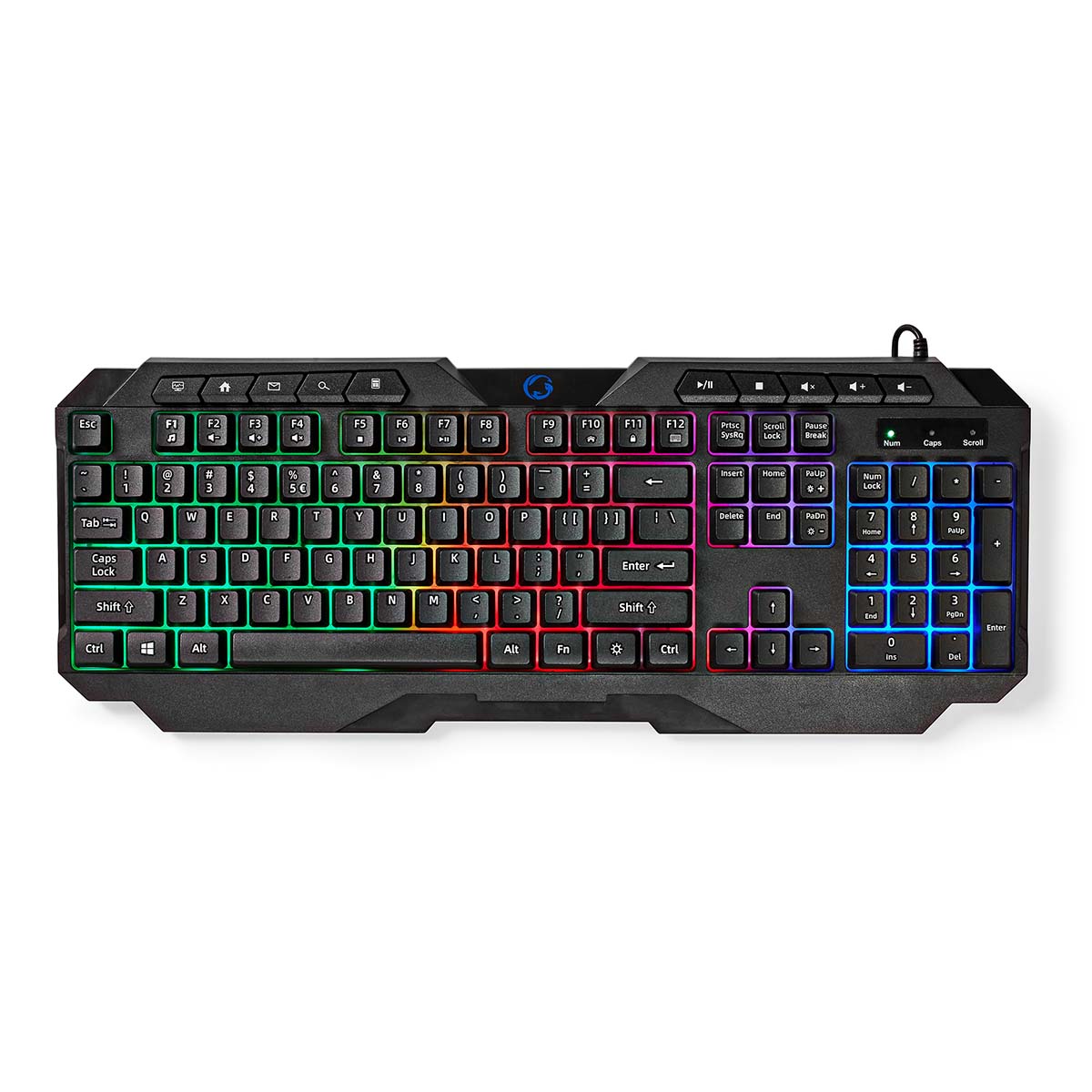 Wired Gaming Keyboard | USB Type-A | Folientasten | LED | QWERTY | US-Layout | Stromversorgung über USB | Netzkabellänge: 1.30 m | Multimedia