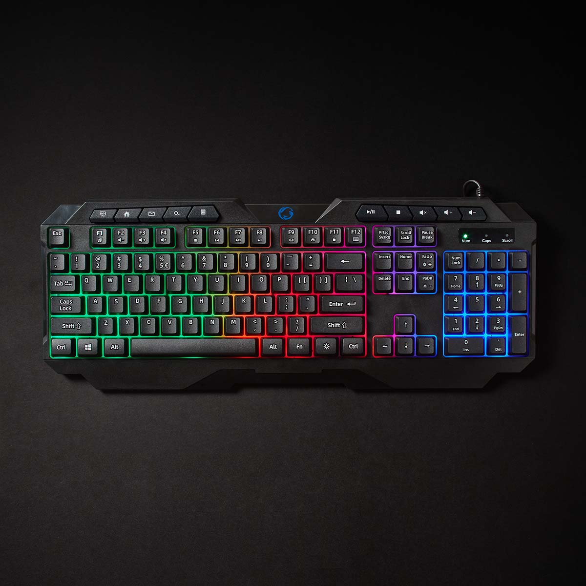 Wired Gaming Keyboard | USB Type-A | Folientasten | LED | QWERTY | US-Layout | Stromversorgung über USB | Netzkabellänge: 1.30 m | Multimedia