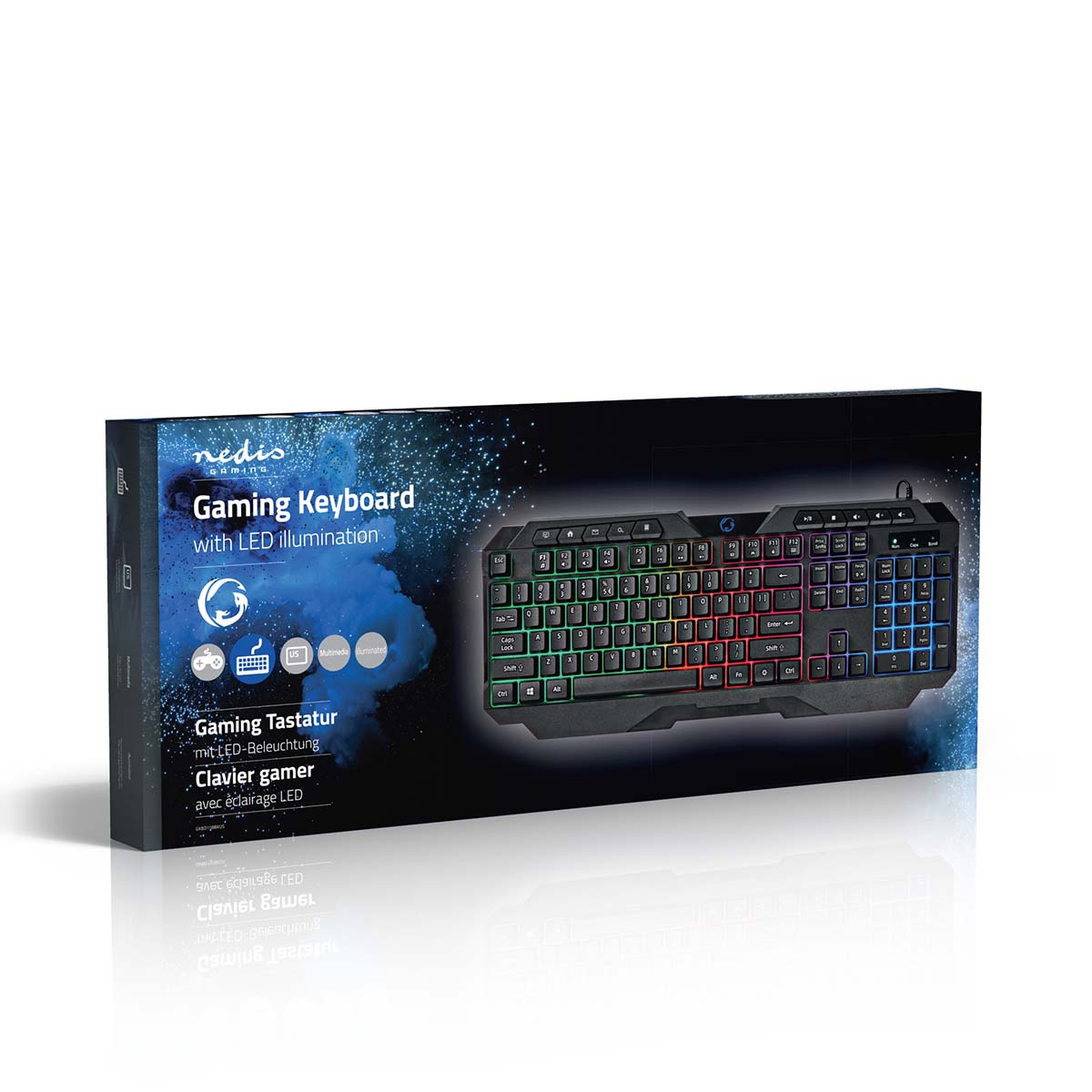 Wired Gaming Keyboard | USB Type-A | Folientasten | LED | QWERTY | US-Layout | Stromversorgung über USB | Netzkabellänge: 1.30 m | Multimedia