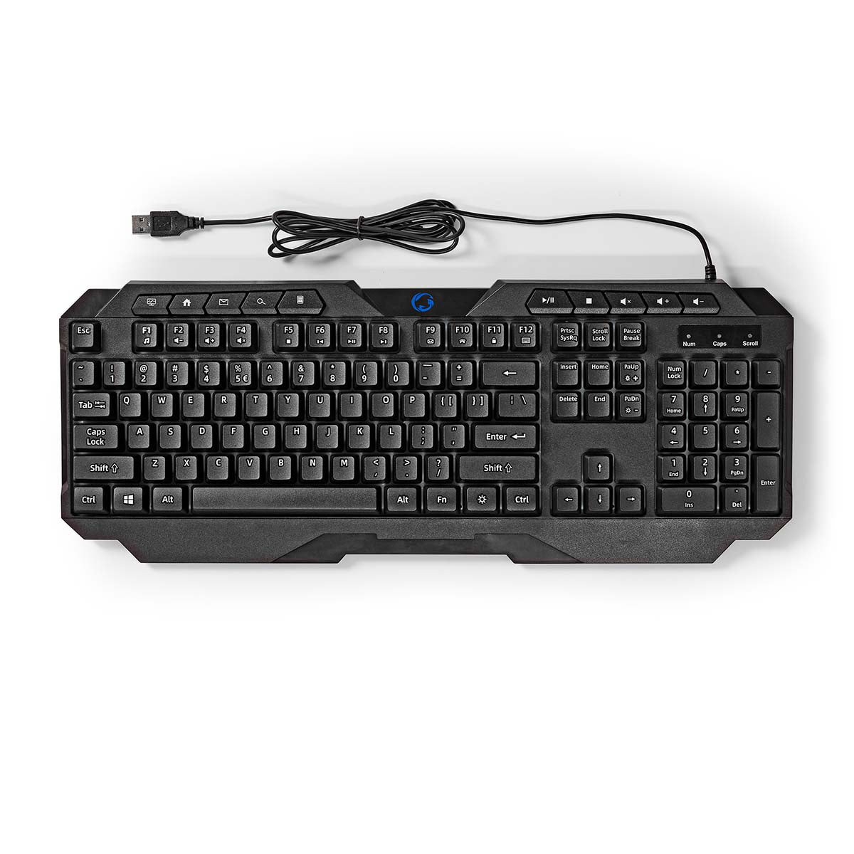 Wired Gaming Keyboard | USB Type-A | Folientasten | LED | QWERTY | US-Layout | Stromversorgung über USB | Netzkabellänge: 1.30 m | Multimedia