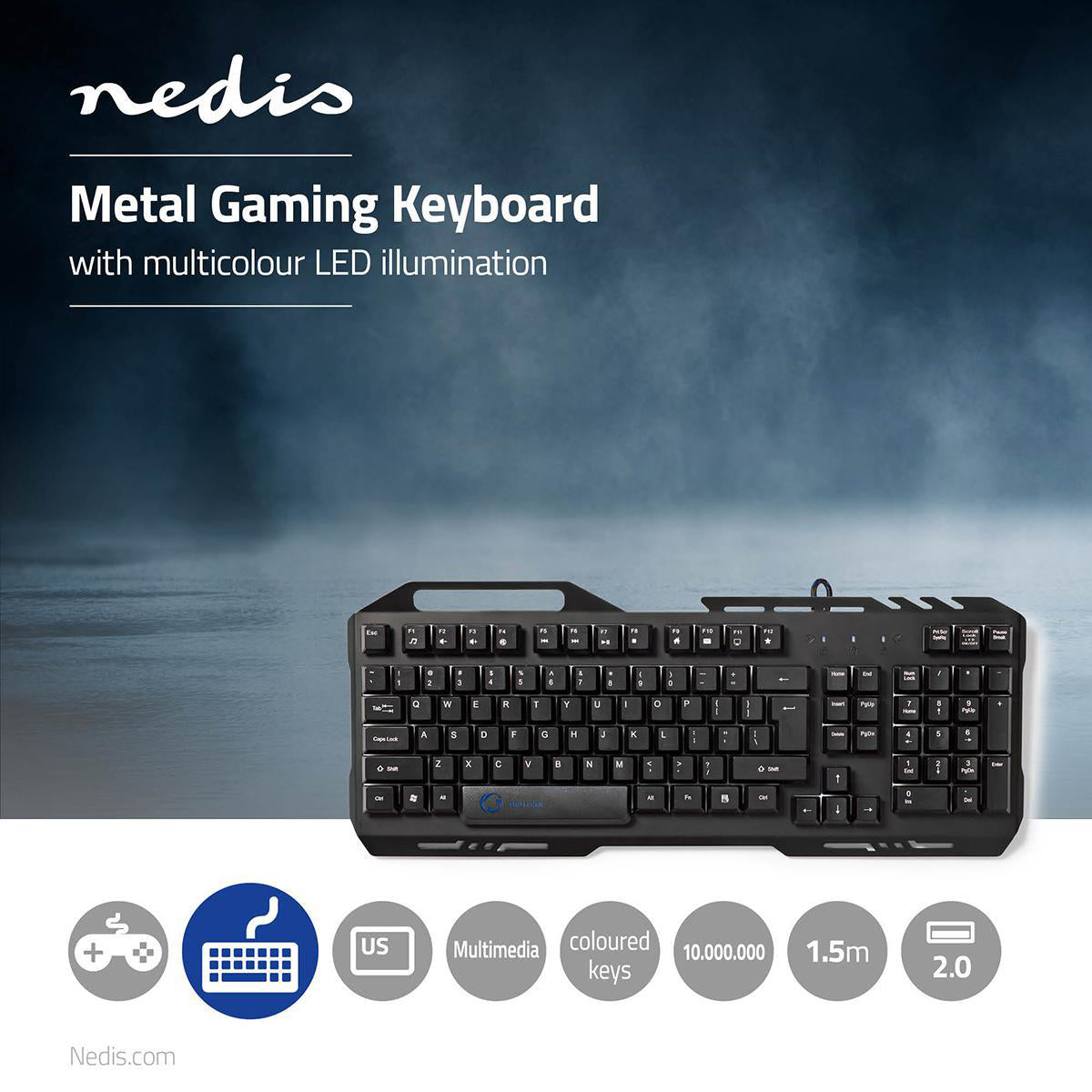 Wired Gaming Keyboard | USB 2.0 | Folientasten | LED | US international | US-Layout | Stromversorgung über USB | Netzkabellänge: 1.50 m | Gaming