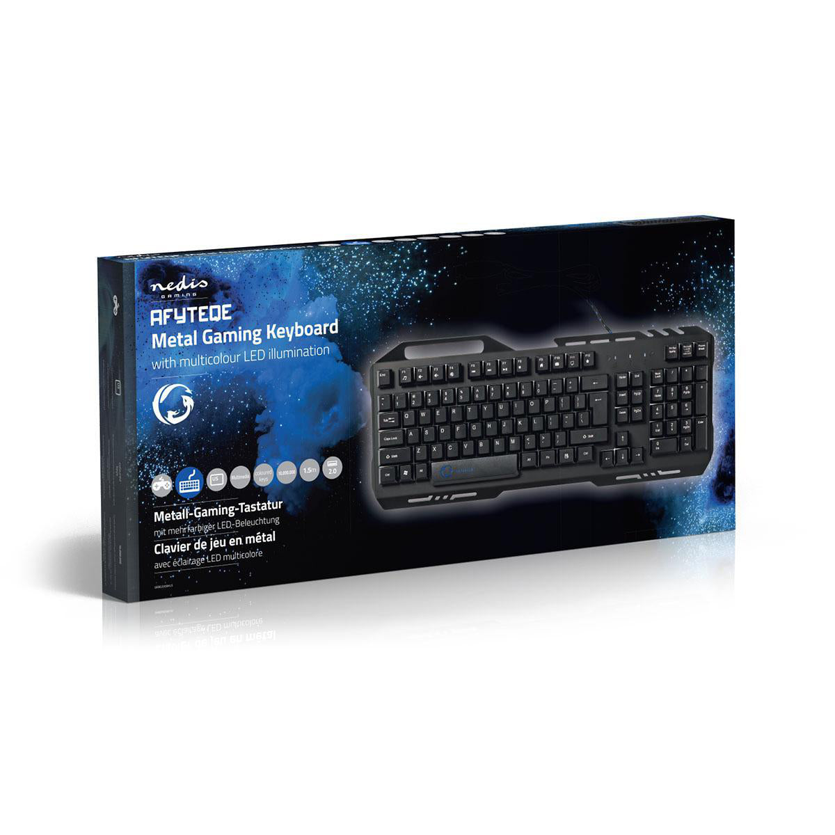 Wired Gaming Keyboard | USB 2.0 | Folientasten | LED | US international | US-Layout | Stromversorgung über USB | Netzkabellänge: 1.50 m | Gaming