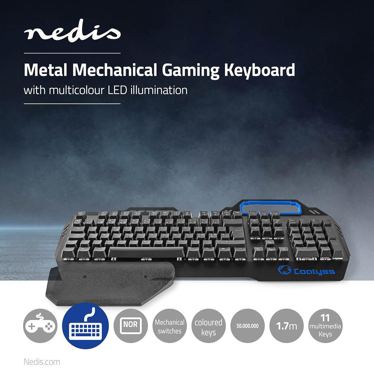 Wired Gaming Keyboard | USB | Mechanische Tasten | RGB | Nordisch | ND-Layout | Stromversorgung über USB | Netzkabellänge: 1.70 m | Gaming