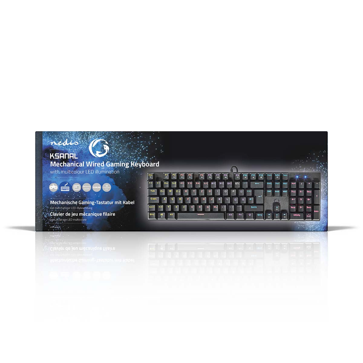 Wired Gaming Keyboard | USB Type-A | Mechanische Tasten | LED | Deutsch | DE-Layout | Stromversorgung über USB | Netzkabellänge: 1.50 m | Gaming