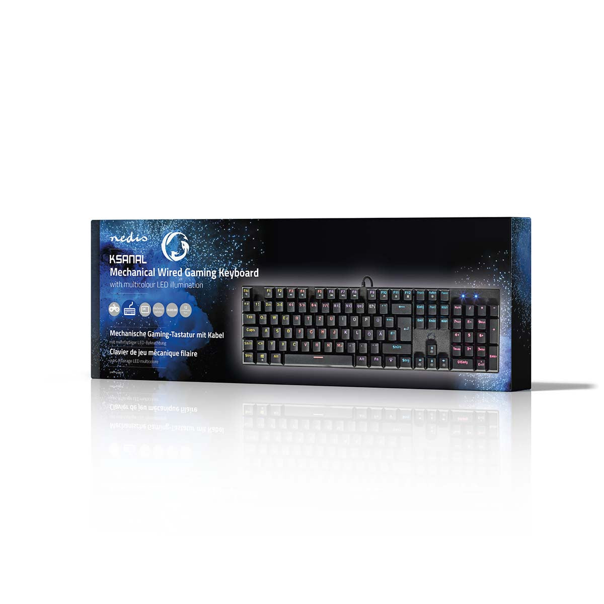 Wired Gaming Keyboard | USB Type-A | Mechanische Tasten | LED | Deutsch | DE-Layout | Stromversorgung über USB | Netzkabellänge: 1.50 m | Gaming