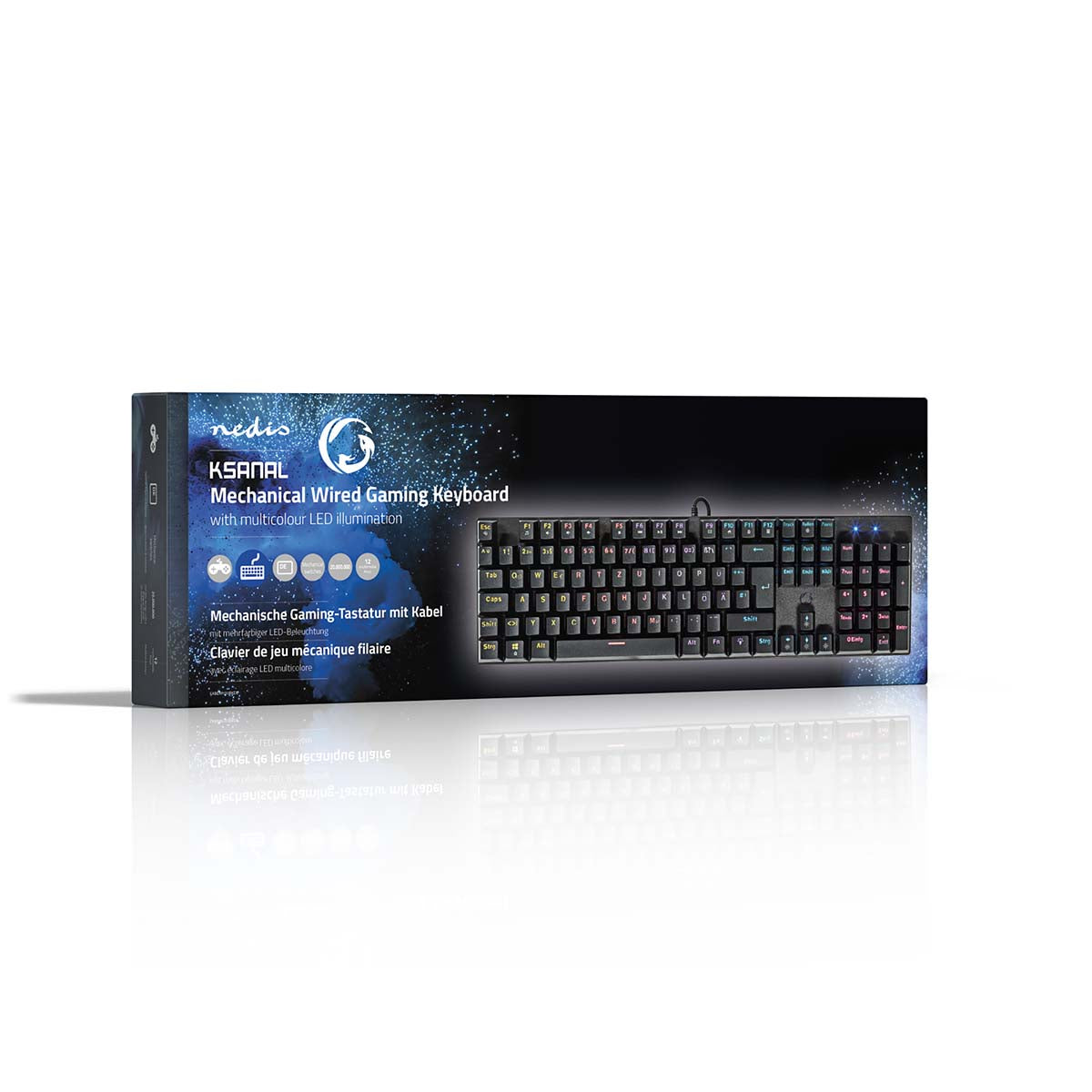 Wired Gaming Keyboard | USB Type-A | Mechanische Tasten | LED | Deutsch | DE-Layout | Stromversorgung über USB | Netzkabellänge: 1.50 m | Gaming