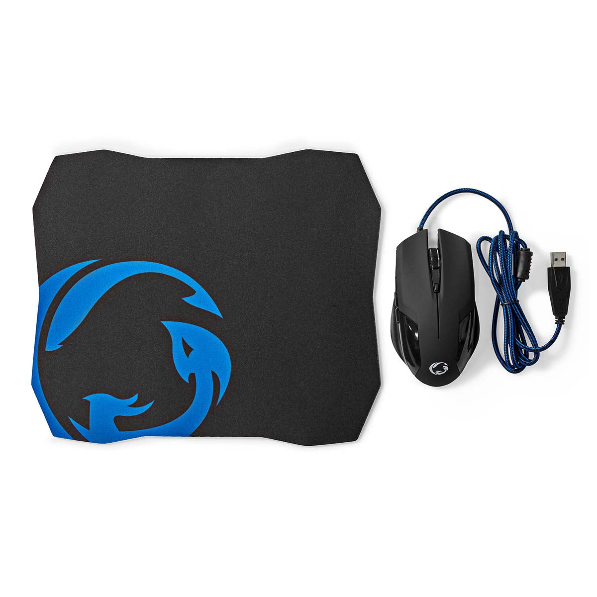 Gaming Mouse & Mouse Pad Set | Verdrahtet | 1200 / 2400 / 4800 / 7200 dpi | Einstellbar DPI | Anzahl Knöpfe: 6 | Rechtshändig | 1.50 m | Ohne Beleuchtung