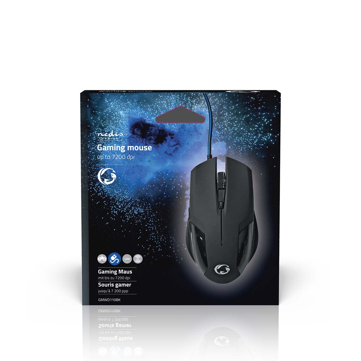 Gaming Mouse | Verdrahtet | 1200 / 2400 / 4800 / 7200 dpi | Einstellbar DPI | Anzahl Knöpfe: 6 | Programmierbare Tasten | Rechtshändig | 1.50 m | Ohne Beleuchtung