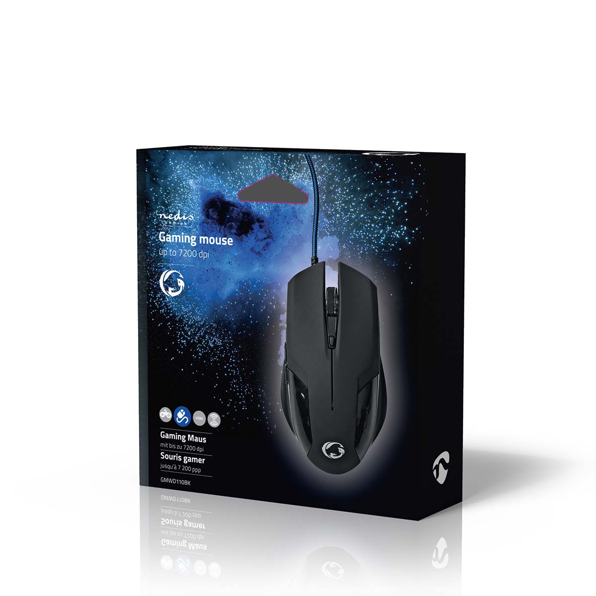 Gaming Mouse | Verdrahtet | 1200 / 2400 / 4800 / 7200 dpi | Einstellbar DPI | Anzahl Knöpfe: 6 | Programmierbare Tasten | Rechtshändig | 1.50 m | Ohne Beleuchtung