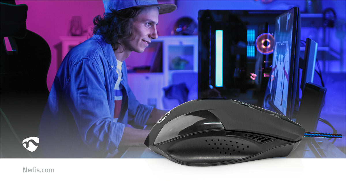 Gaming Mouse | Verdrahtet | 1200 / 2400 / 4800 / 7200 dpi | Einstellbar DPI | Anzahl Knöpfe: 6 | Programmierbare Tasten | Rechtshändig | 1.50 m | Ohne Beleuchtung