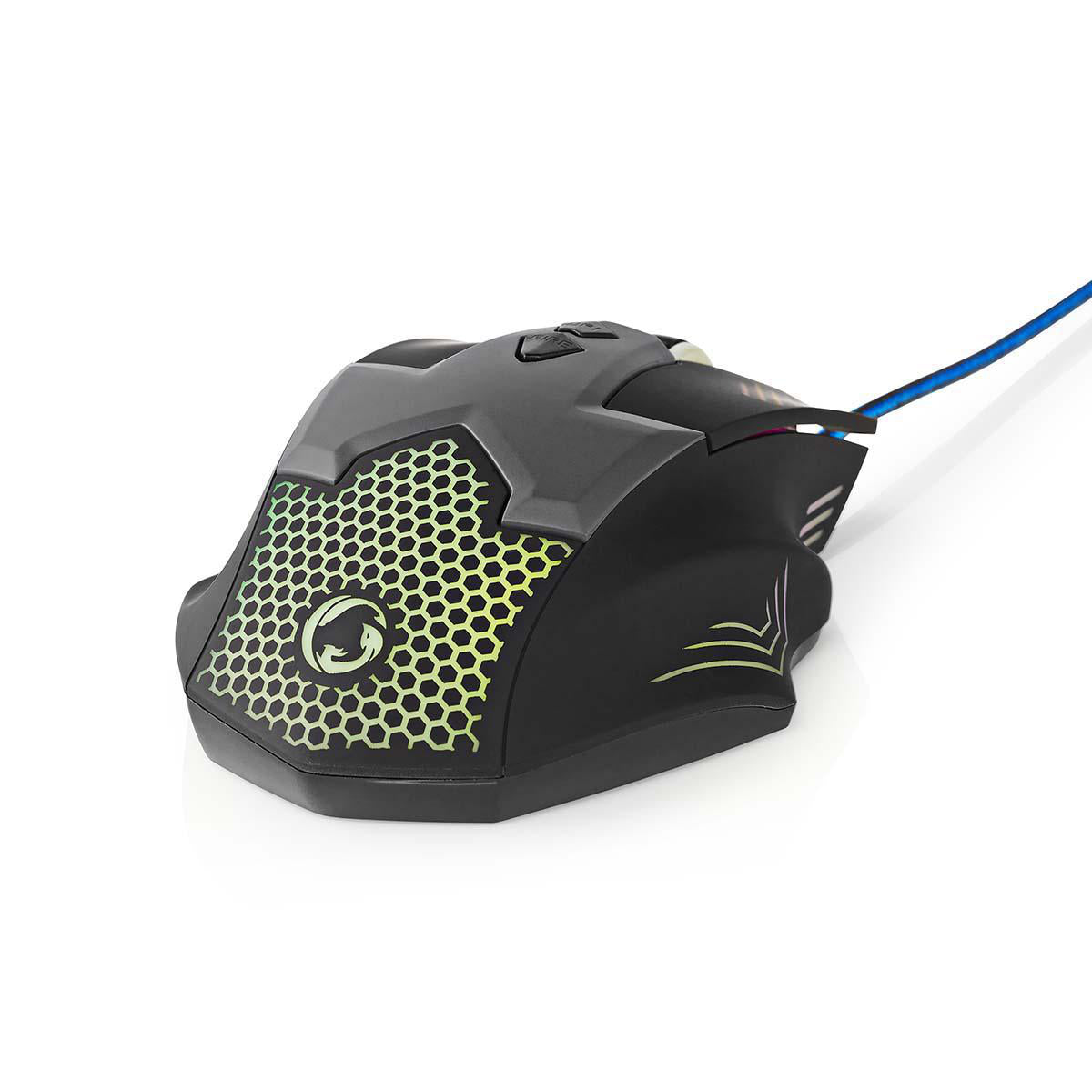 Gaming Mouse | Verdrahtet | 800 / 1200 / 1600 / 2400 dpi | Einstellbar DPI | Anzahl Knöpfe: 7 | Rechtshändig | 1.50 m | LED