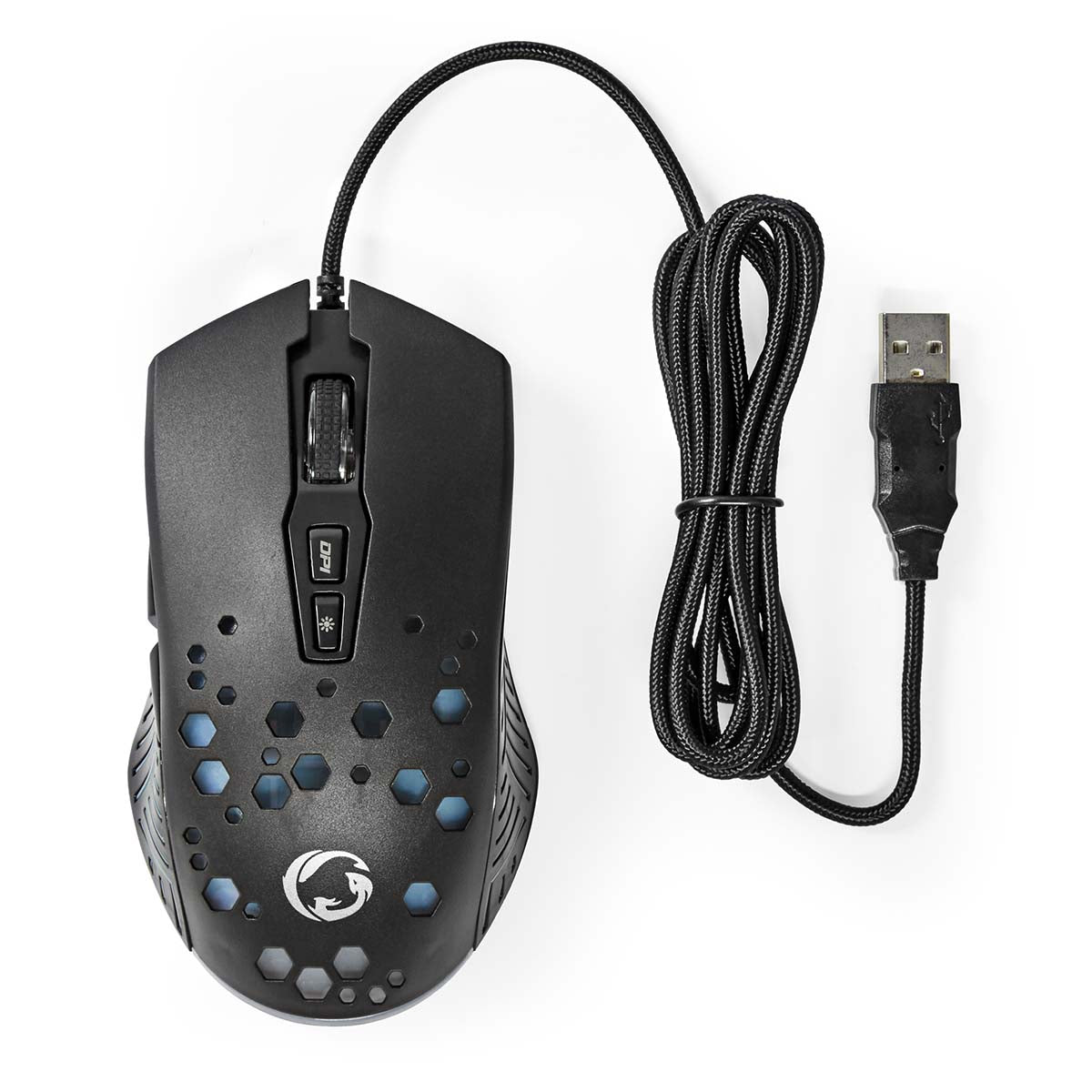 Gaming Mouse | Verdrahtet | 800 / 1200 / 2400 / 3200 / 4800 / 7200 dpi | Einstellbar DPI | Anzahl Knöpfe: 7 | Programmierbare Tasten | Rechtshändig | 1.50 m | RGB