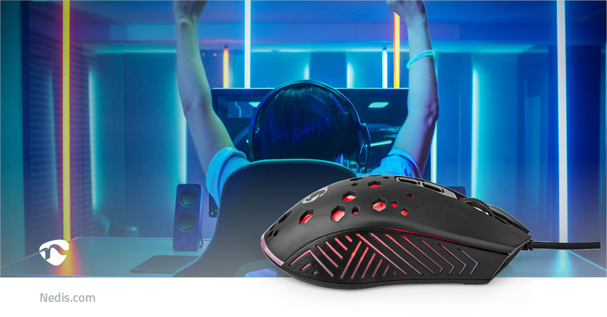 Gaming Mouse | Verdrahtet | 800 / 1200 / 2400 / 3200 / 4800 / 7200 dpi | Einstellbar DPI | Anzahl Knöpfe: 7 | Programmierbare Tasten | Rechtshändig | 1.50 m | RGB