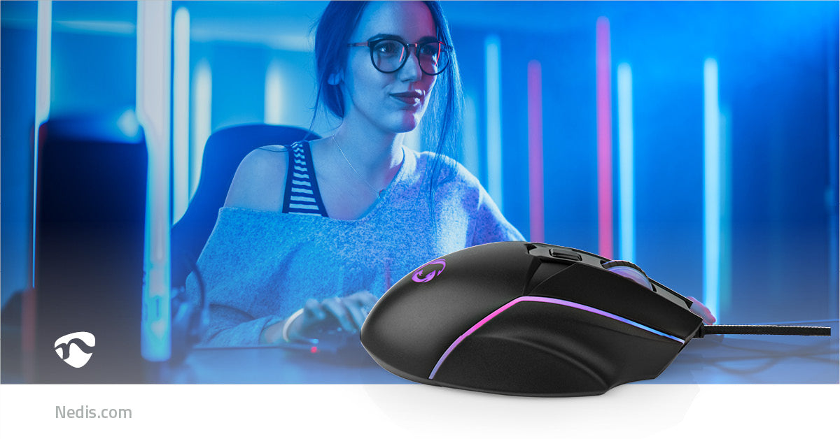 Gaming Mouse | Verdrahtet | 800 / 1200 / 2400 / 3200 / 4800 / 7200 dpi | Einstellbar DPI | Anzahl Knöpfe: 6 | Rechtshändig | 1.50 m | LED