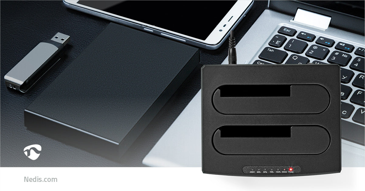 Festplatten-Dockingstation | USB 3.2 Gen1 | USB Type-A | 2 Festplatten | 2.5 / 3.5 " | USB 3.2 Gen1 | Docking | Desktop