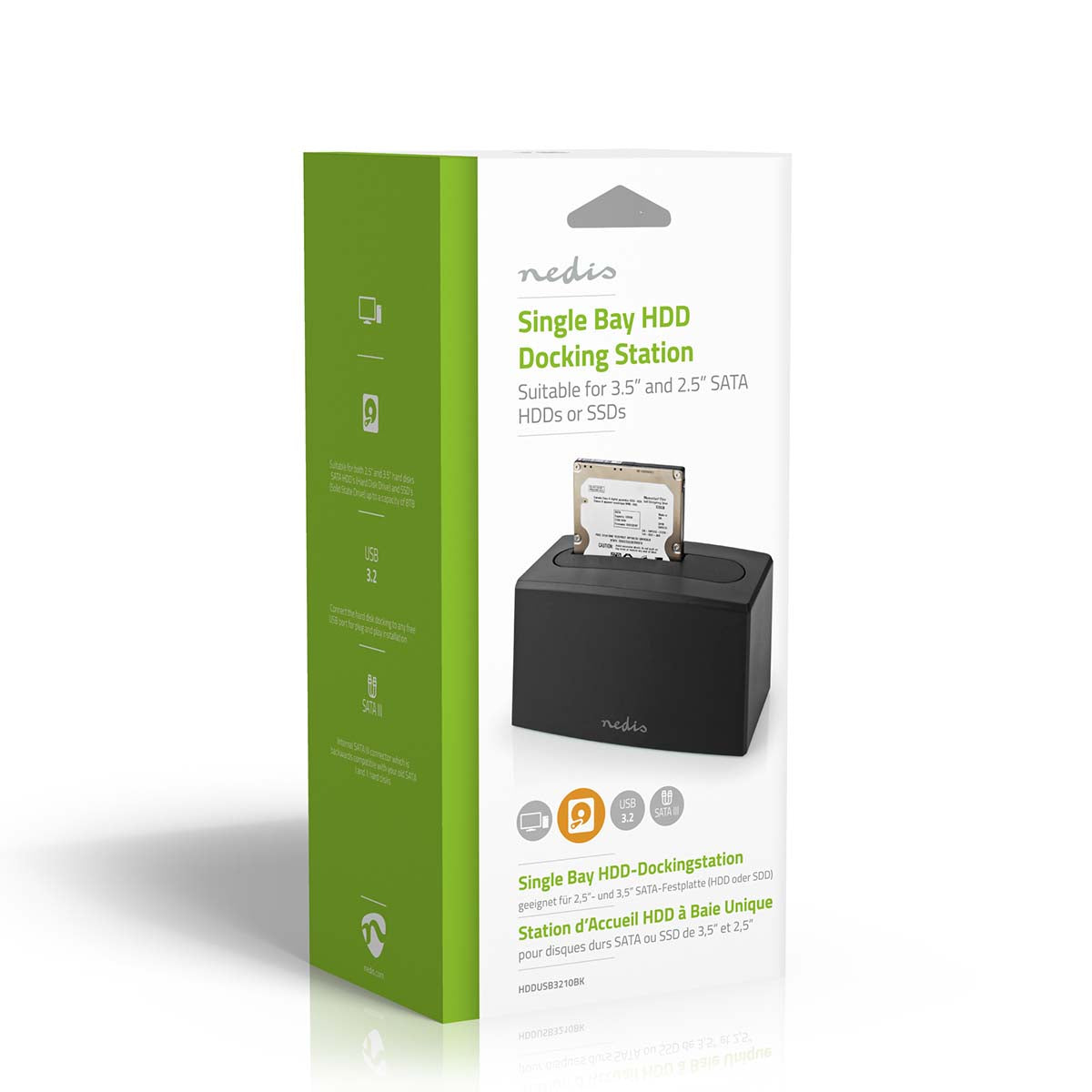 Festplatten-Dockingstation | USB 3.2 Gen1 | USB Type-A | 1 Festplatte | 2.5 / 3.5 " | USB 3.2 Gen1 | Docking | Desktop