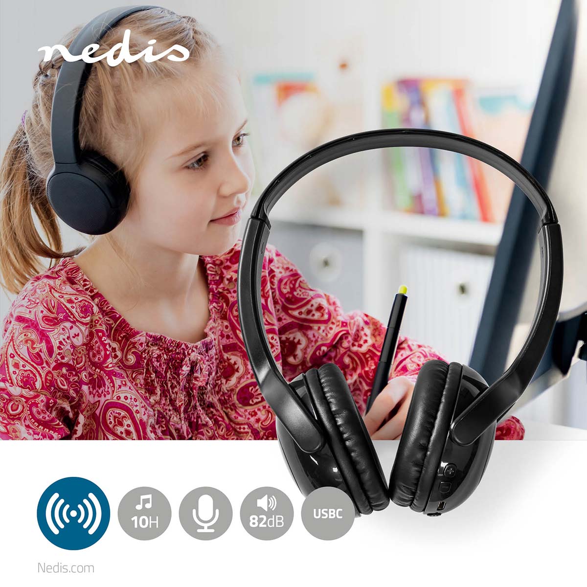 Drahtlose On-Ear-Kopfhörer | max. Batteriespielzeit: 8 Std | Eingebautes Mikro | Drücken Sie Strg | Stimmkontrolle | Lautstärke-Regler