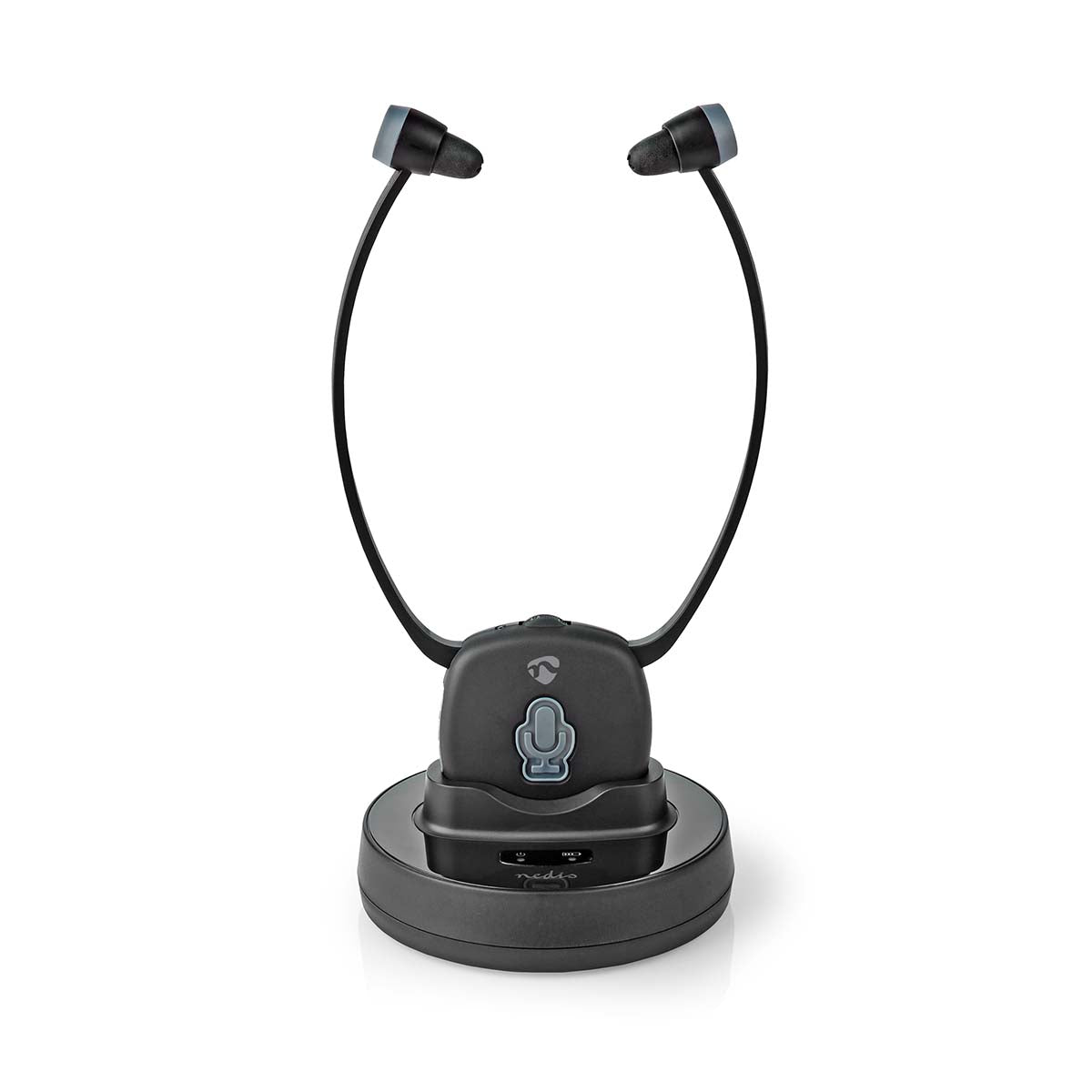 Wireless-TV-Kopfhörer | RF | Im Ohr | max. Batteriespielzeit: 7 Std | 25 m | Digital Audio | Ladestation | Balancekontrolle | Unterstützung für Hörgeschädigte | Schwarz