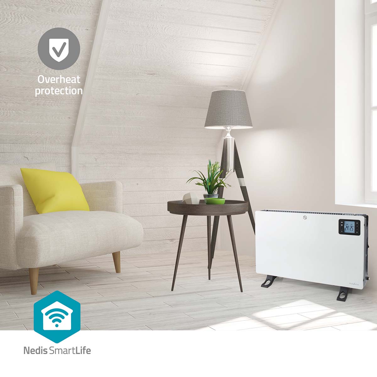 SmartLife Konvektionsheizgeräte | Wi-Fi | 2000 W | 3 Wärmeeinstellungen | LCD | 5 - 37 °C | Verstellbares Thermostat | Weiss