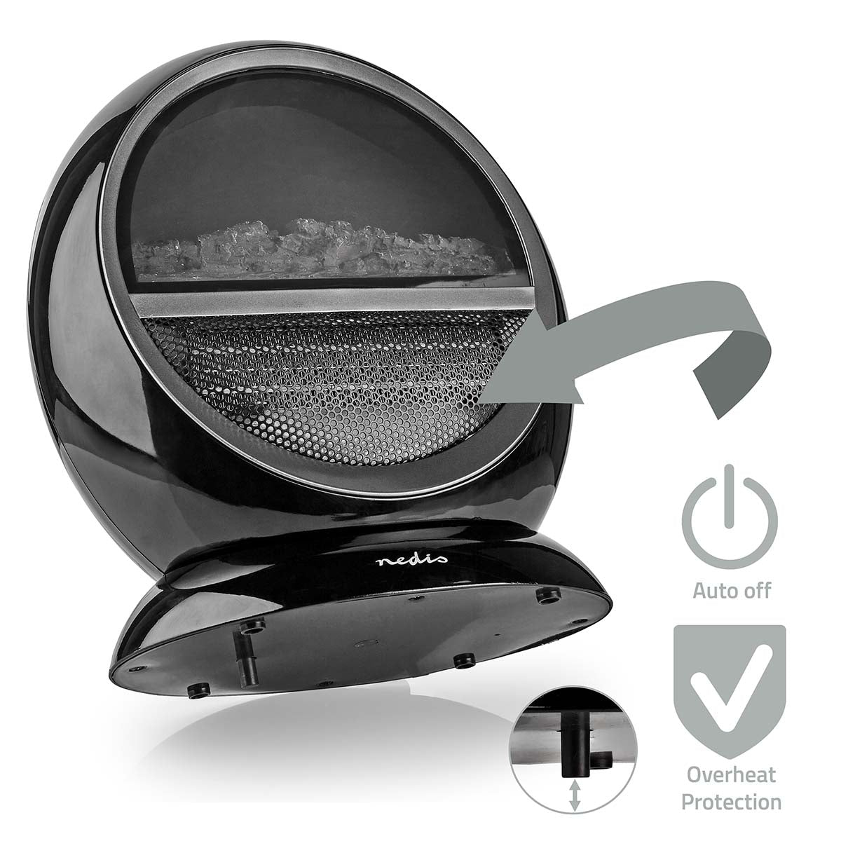 Keramik-PTC-Heizlüfter | 1000 / 1500 W | 2 Wärme Modes | Verstellbares Thermostat | automatisch drehbar | Überhitzungsschutz | Stolperschutz