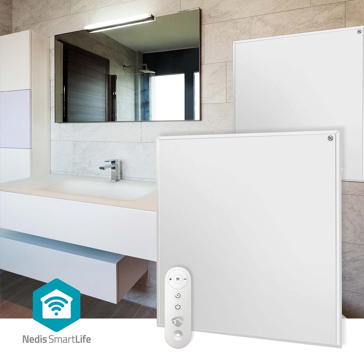 SmartLife Infrarot-Heizplatte | 350 W | 1 Hitzeeinstellung | Verstellbares Thermostat | Fernbedienung | IP44 | Weiss