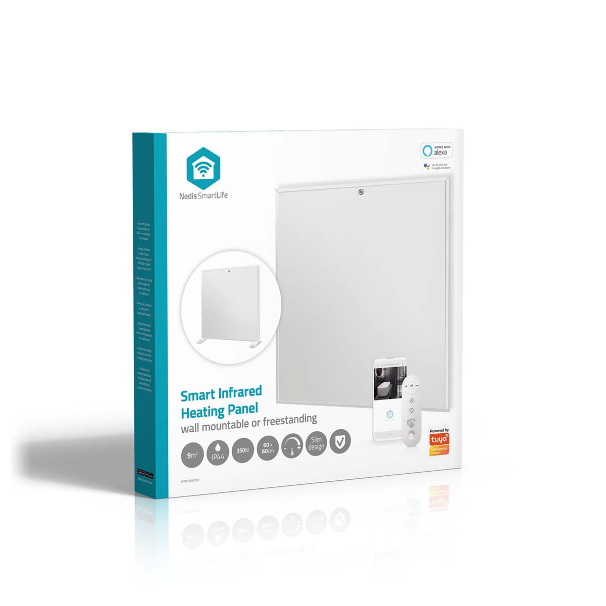 SmartLife Infrarot-Heizplatte | 350 W | 1 Hitzeeinstellung | Verstellbares Thermostat | Fernbedienung | IP44 | Weiss