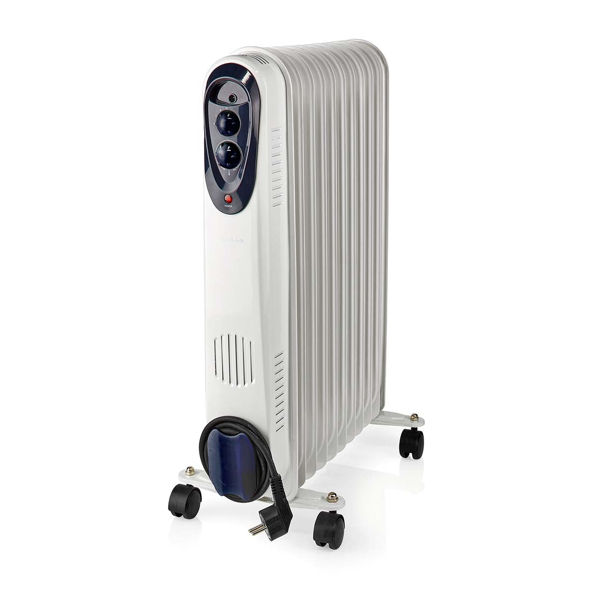 Mobiler Öl Radiator | 1000 / 1500 / 2500 W | 11 Fins | Verstellbares Thermostat | 3 Wärmeeinstellungen | Stolperschutz | Weiss