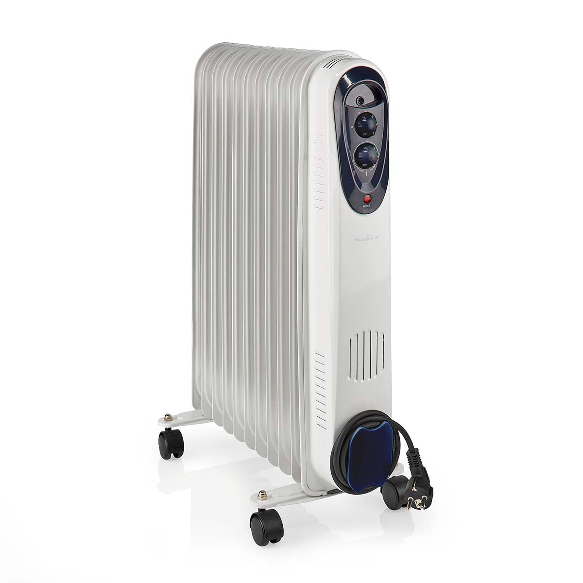 Mobiler Öl Radiator | 1000 / 1500 / 2500 W | 11 Fins | Verstellbares Thermostat | 3 Wärmeeinstellungen | Stolperschutz | Weiss