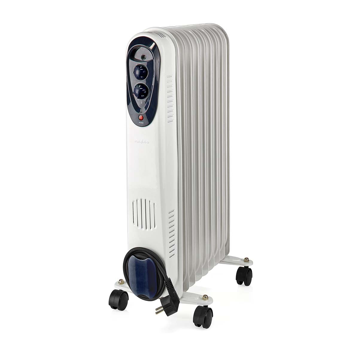 Mobiler Öl Radiator | 800 / 1200 / 2000 W | 9 Fins | Verstellbares Thermostat | 3 Wärmeeinstellungen | Stolperschutz | Weiss