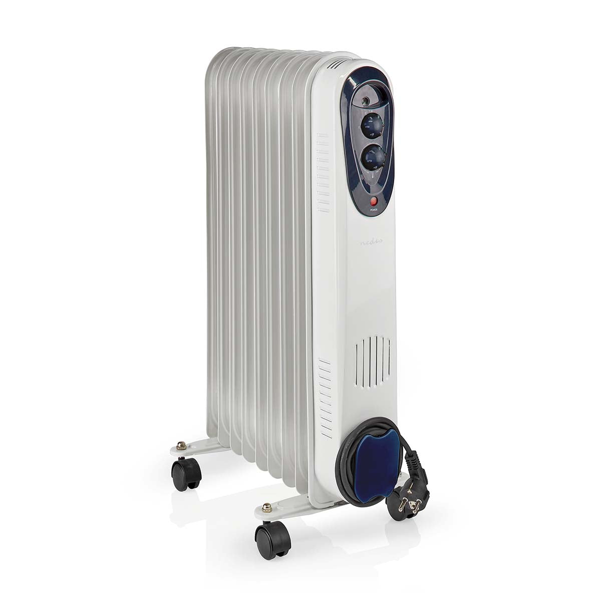 Mobiler Öl Radiator | 800 / 1200 / 2000 W | 9 Fins | Verstellbares Thermostat | 3 Wärmeeinstellungen | Stolperschutz | Weiss