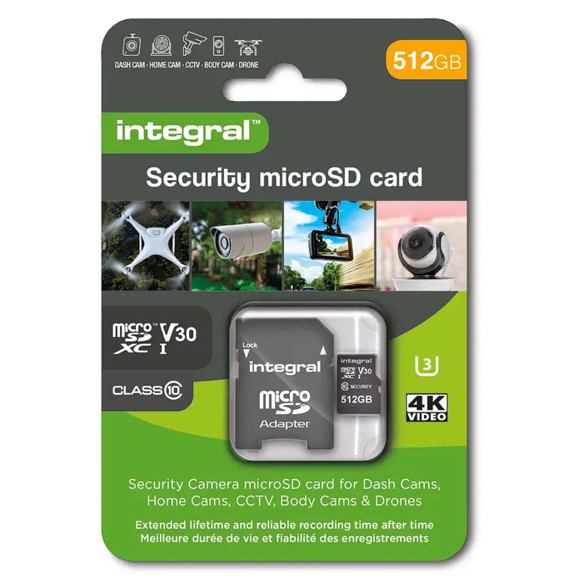 512 GB Überwachungskamera microSD-Karte für Dashcams, Home Cams, CCTV, Body Cams & Drohnen