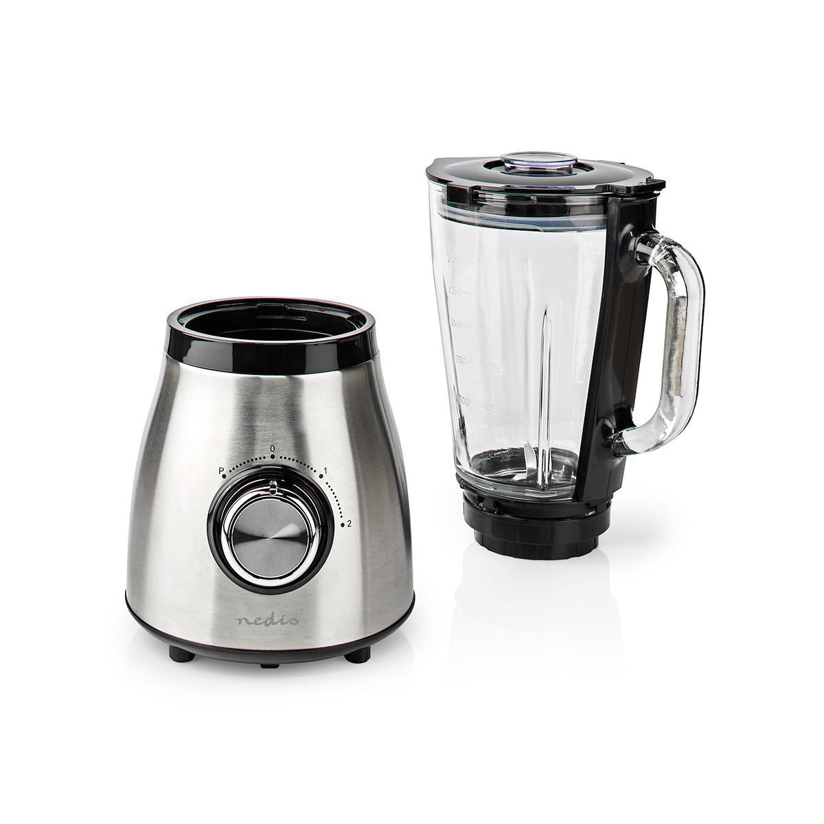 Standmixer | 800 W | 1.5 l | Glas | 2 Geschindigkeitsstufen | Schwarz / Silber